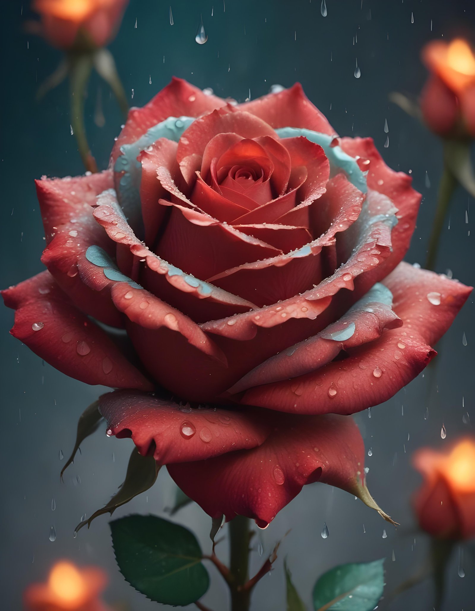 Dark Romantic Rose Flower Artwork with Dramatic Lighting and Moody Background