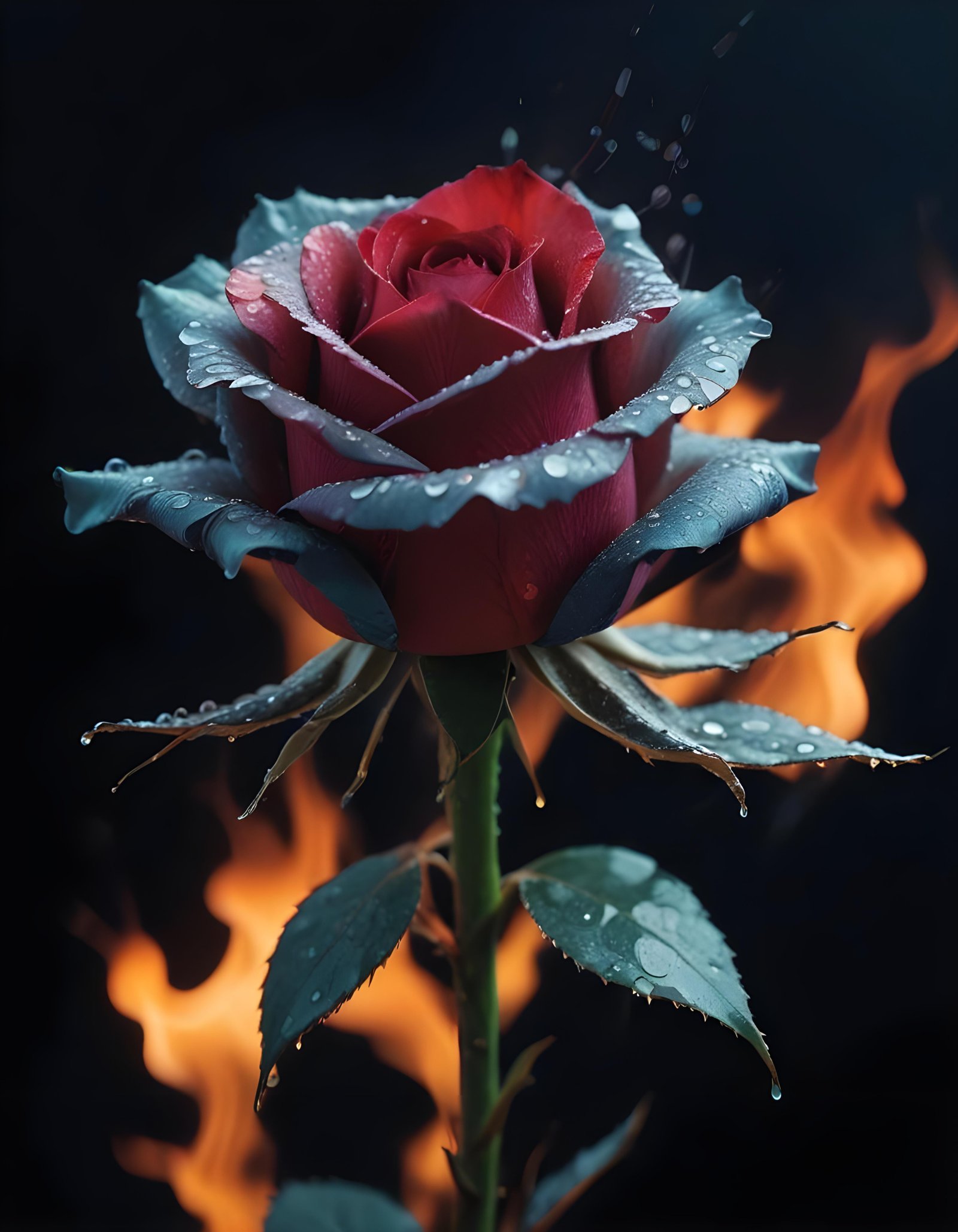 Dark Romantic Rose Flower Artwork with Dramatic Lighting and Moody Background