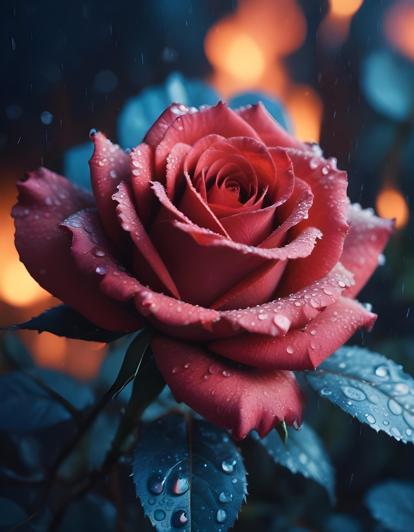 Dark Romantic Rose Flower Artwork with Dramatic Lighting and Moody Background