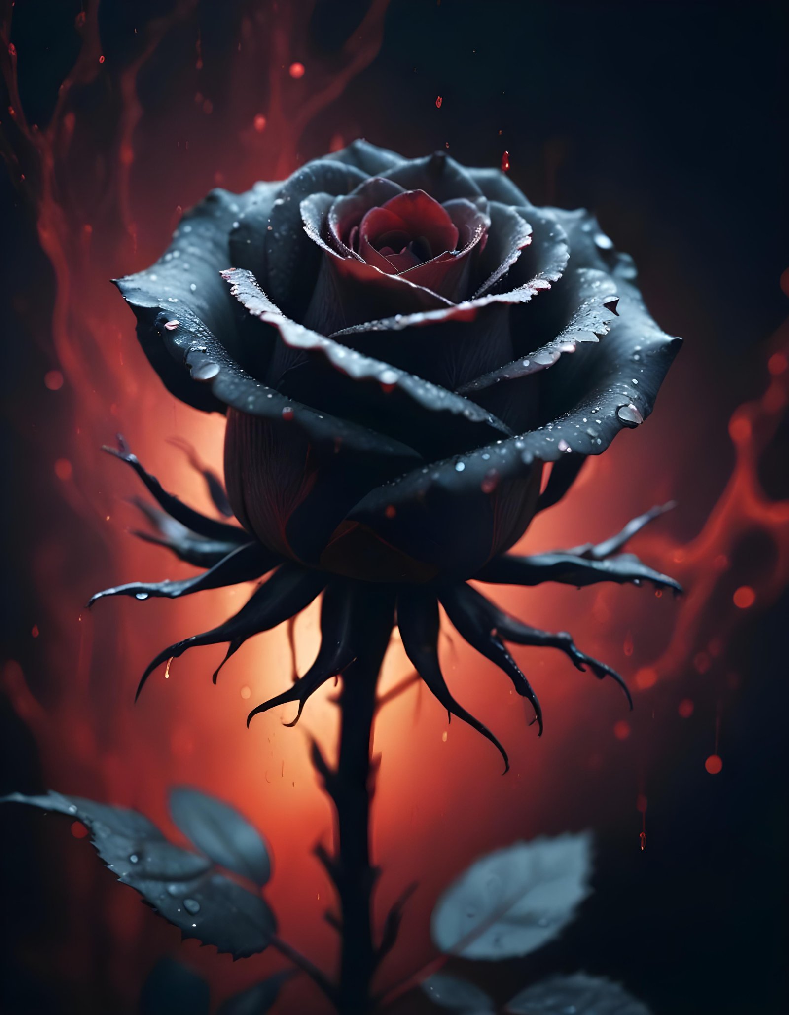 Dark Romantic Rose Flower Artwork with Dramatic Lighting and Moody Background