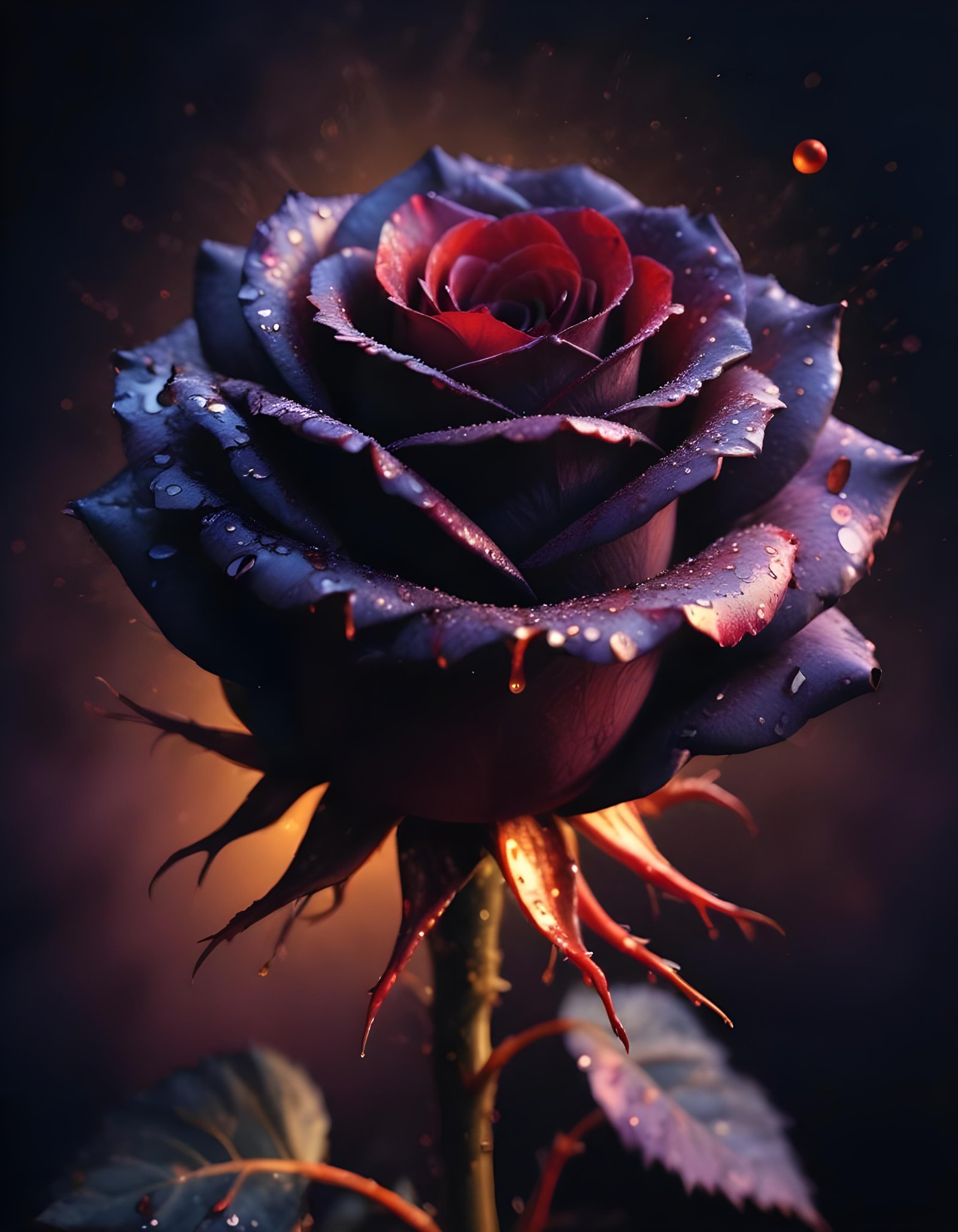 Dark Romantic Rose Flower Artwork with Dramatic Lighting and Moody Background