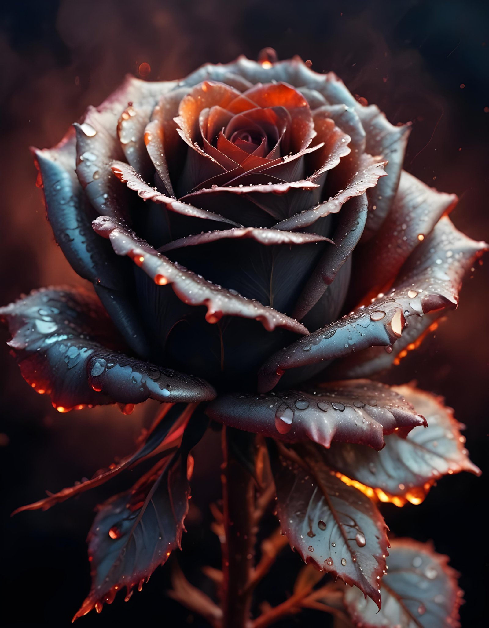 Dark Romantic Rose Flower Artwork with Dramatic Lighting and Moody Background