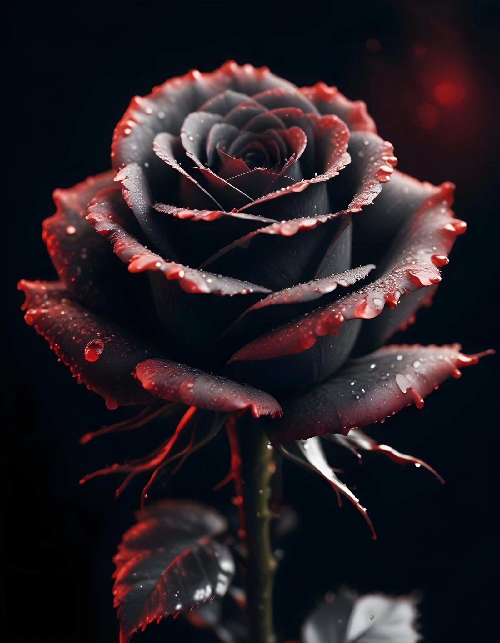 Dark Romantic Rose Flower Artwork with Dramatic Lighting and Moody Background