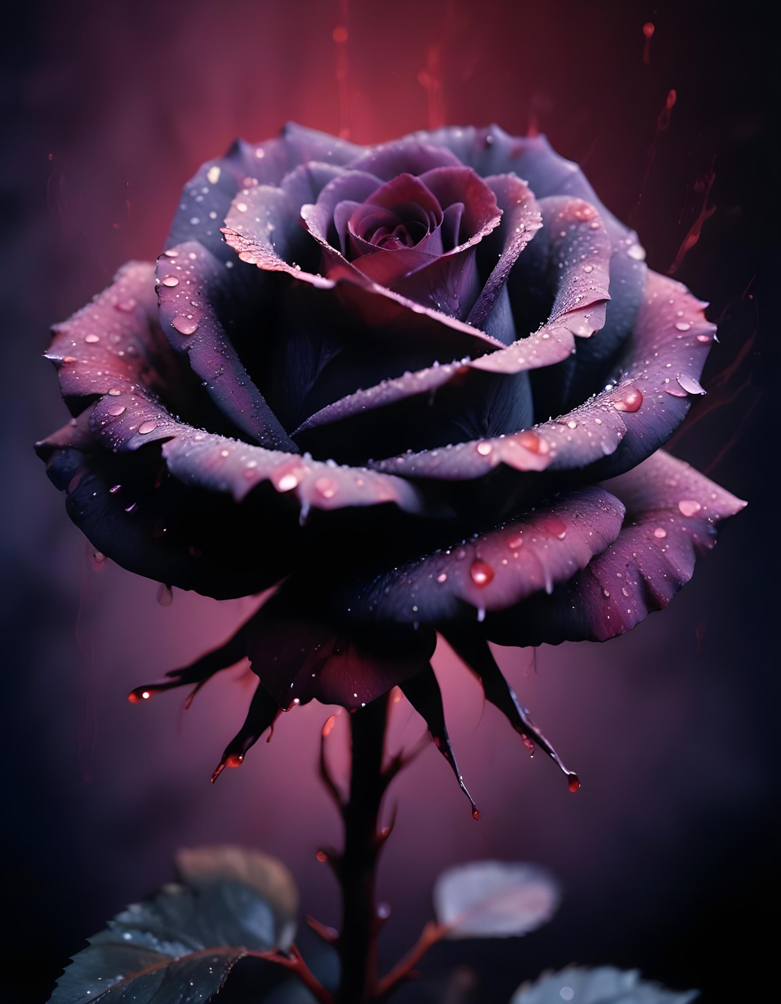 Dark Romantic Rose Flower Artwork with Dramatic Lighting and Moody Background
