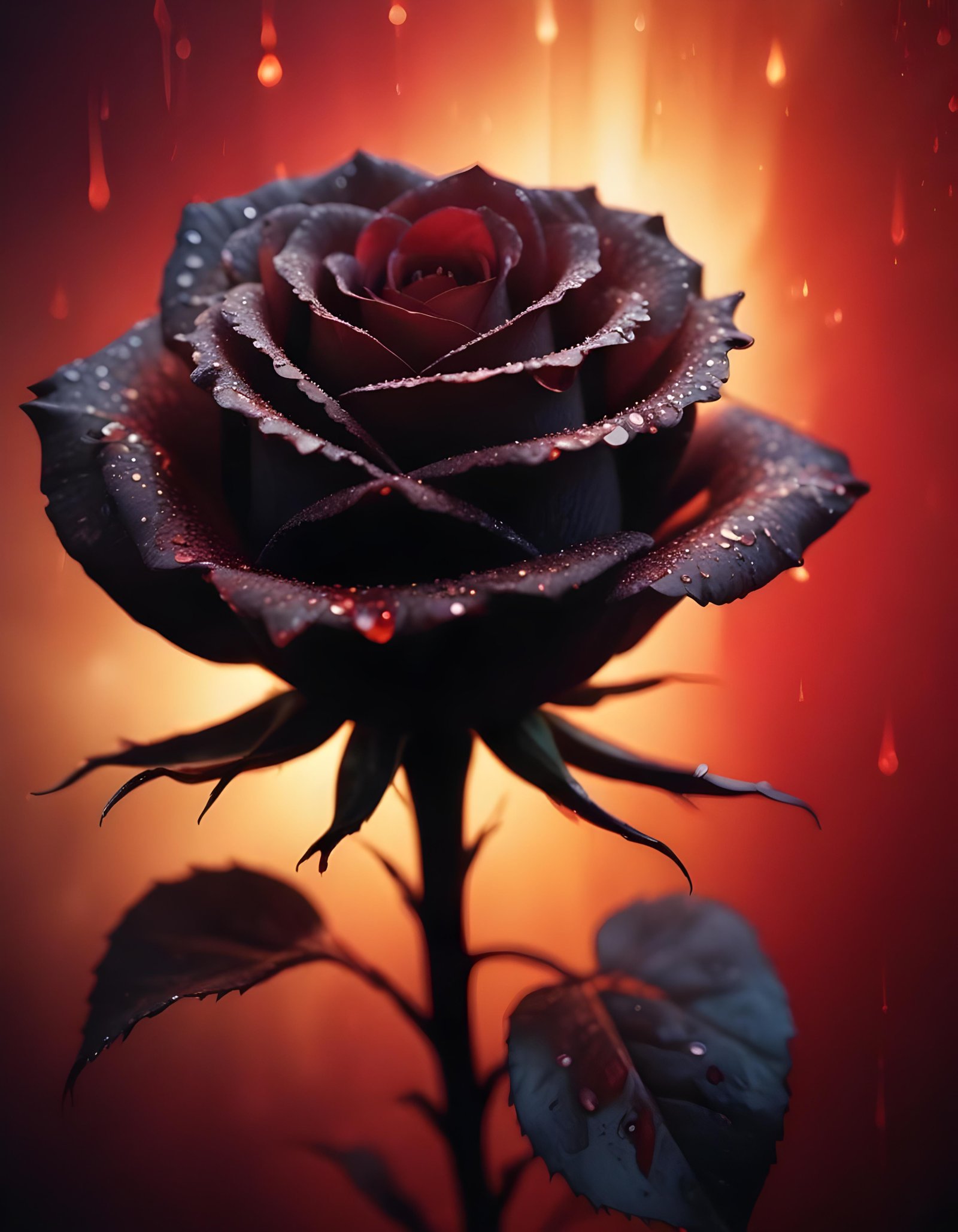 Dark Romantic Rose Flower Artwork with Dramatic Lighting and Moody Background