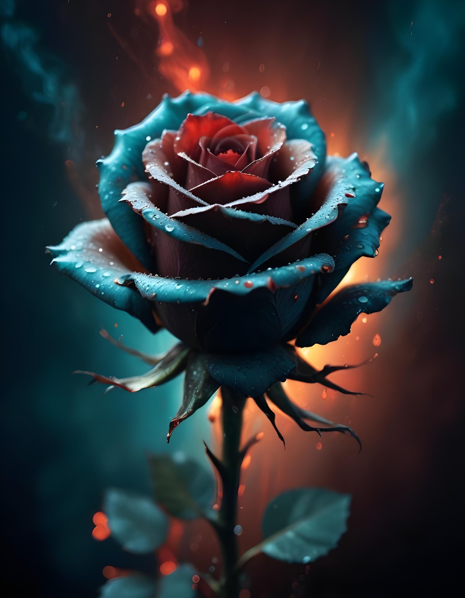 Dark Romantic Rose Flower Artwork with Dramatic Lighting and Moody Background