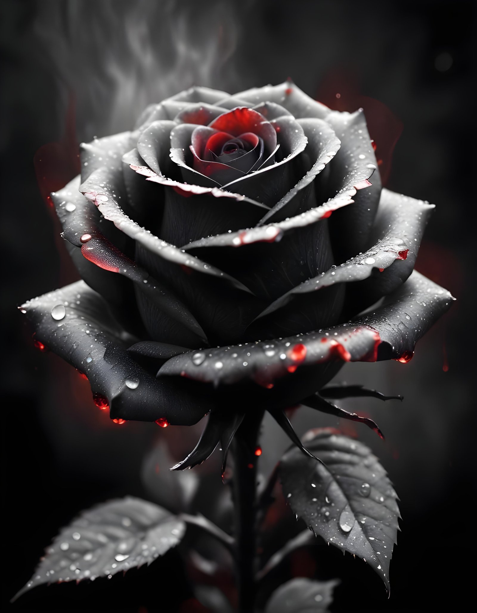 Dark Romantic Rose Flower Artwork with Dramatic Lighting and Moody Background