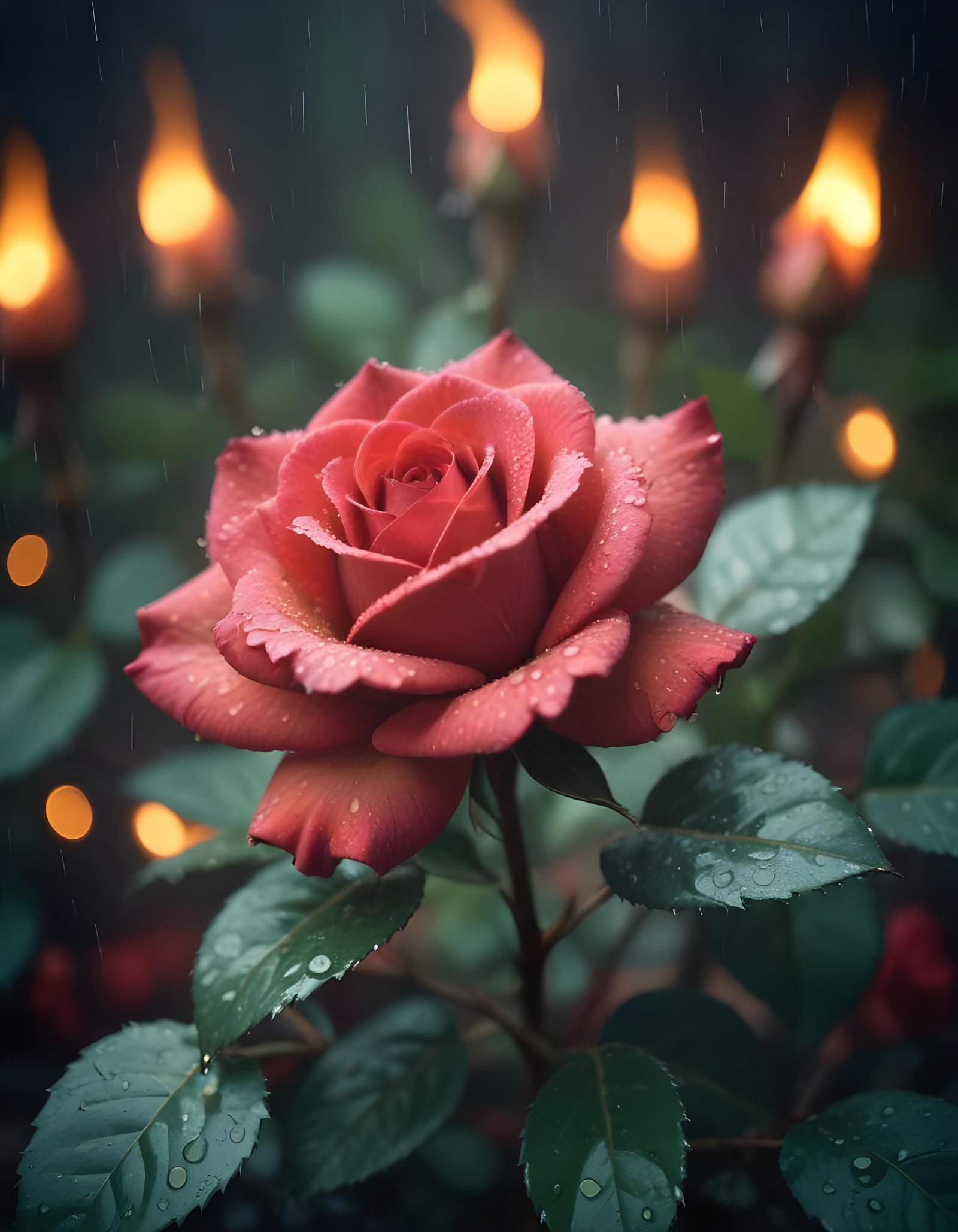 Dark Romantic Rose Flower Artwork with Dramatic Lighting and Moody Background