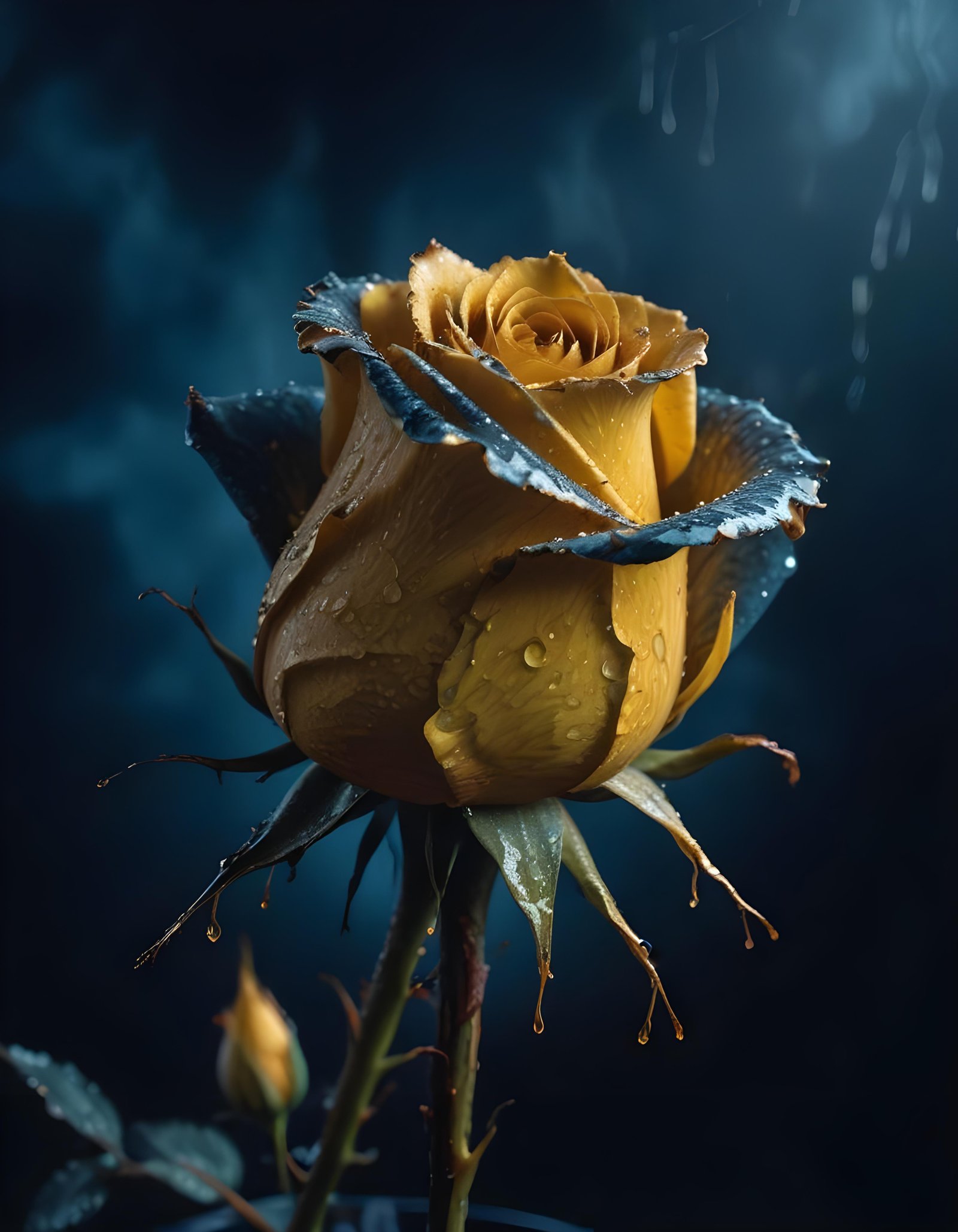 Dark Romantic Rose Flower Artwork with Dramatic Lighting and Moody Background