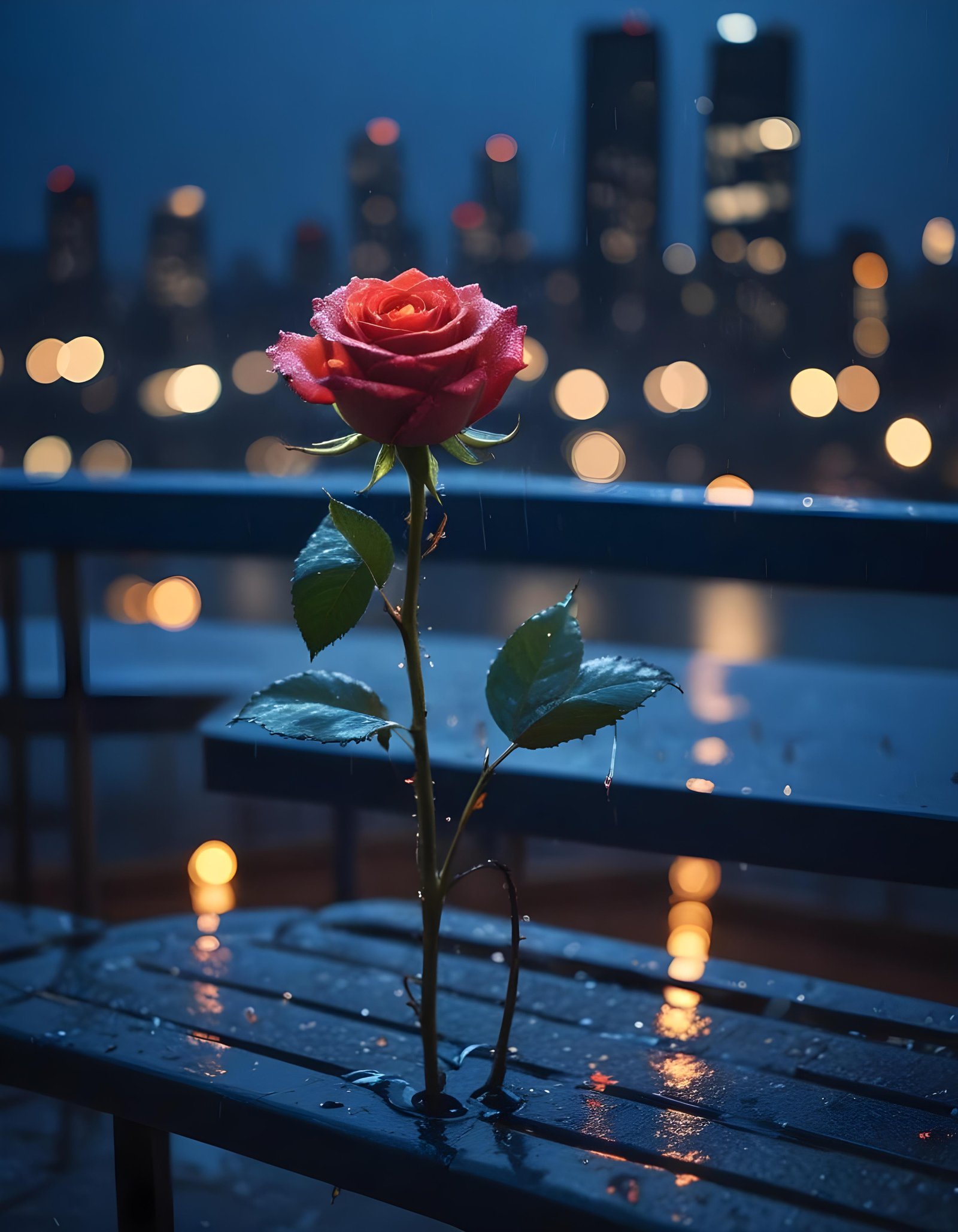 Dark Romantic Rose Flower Artwork with Dramatic Lighting and Moody Background