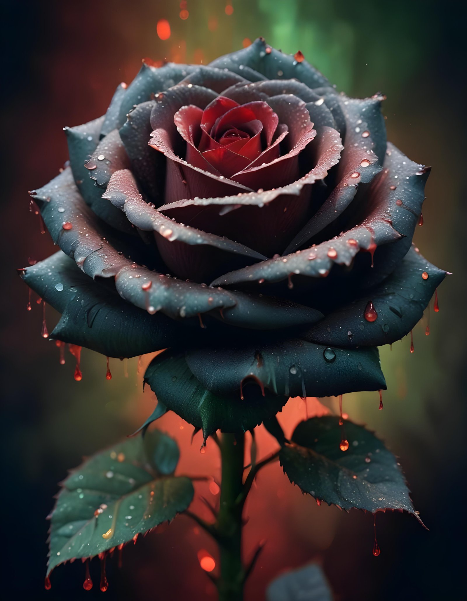 Dark Romantic Rose Flower Artwork with Dramatic Lighting and Moody Background