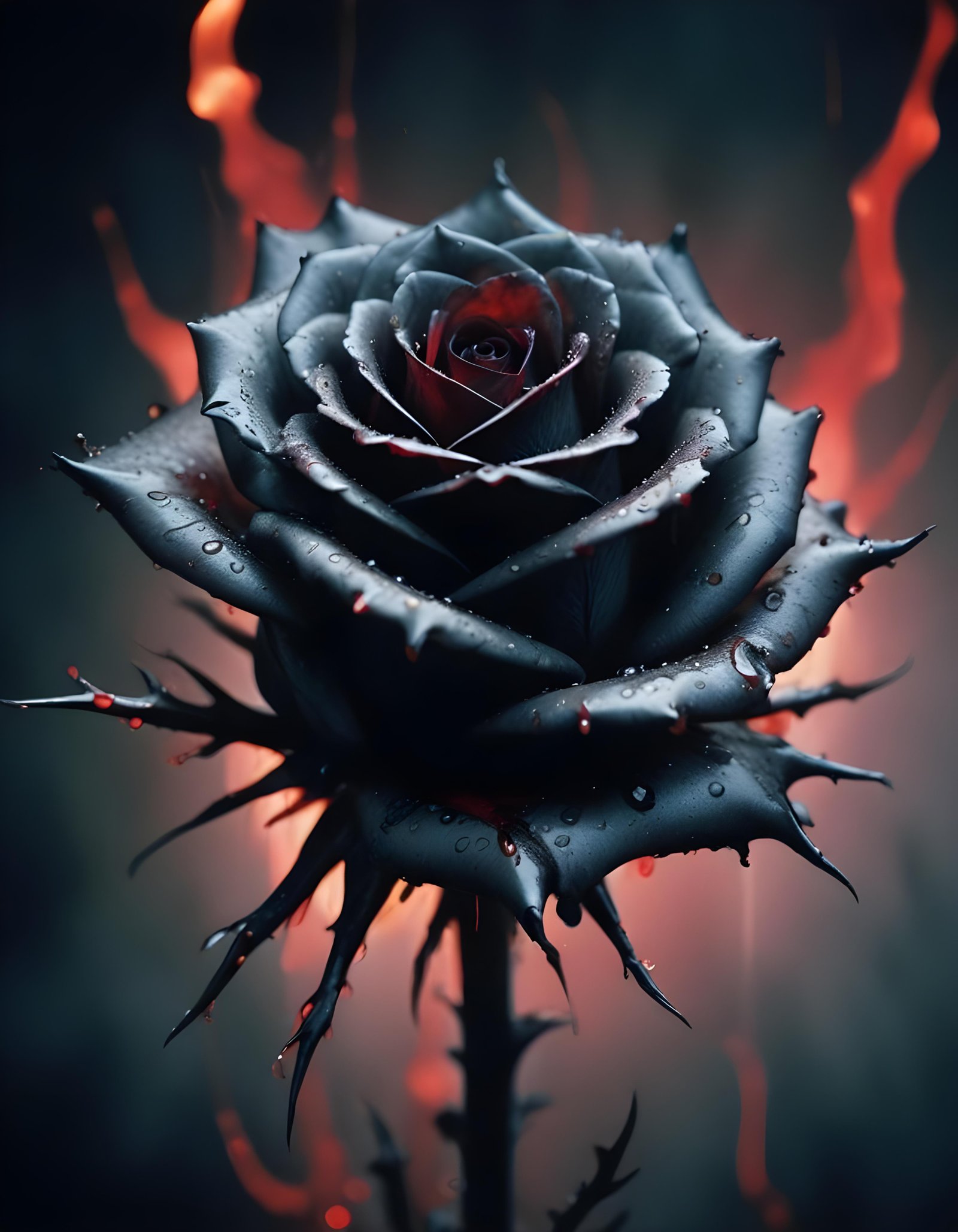 Dark Romantic Rose Flower Artwork with Dramatic Lighting and Moody Background