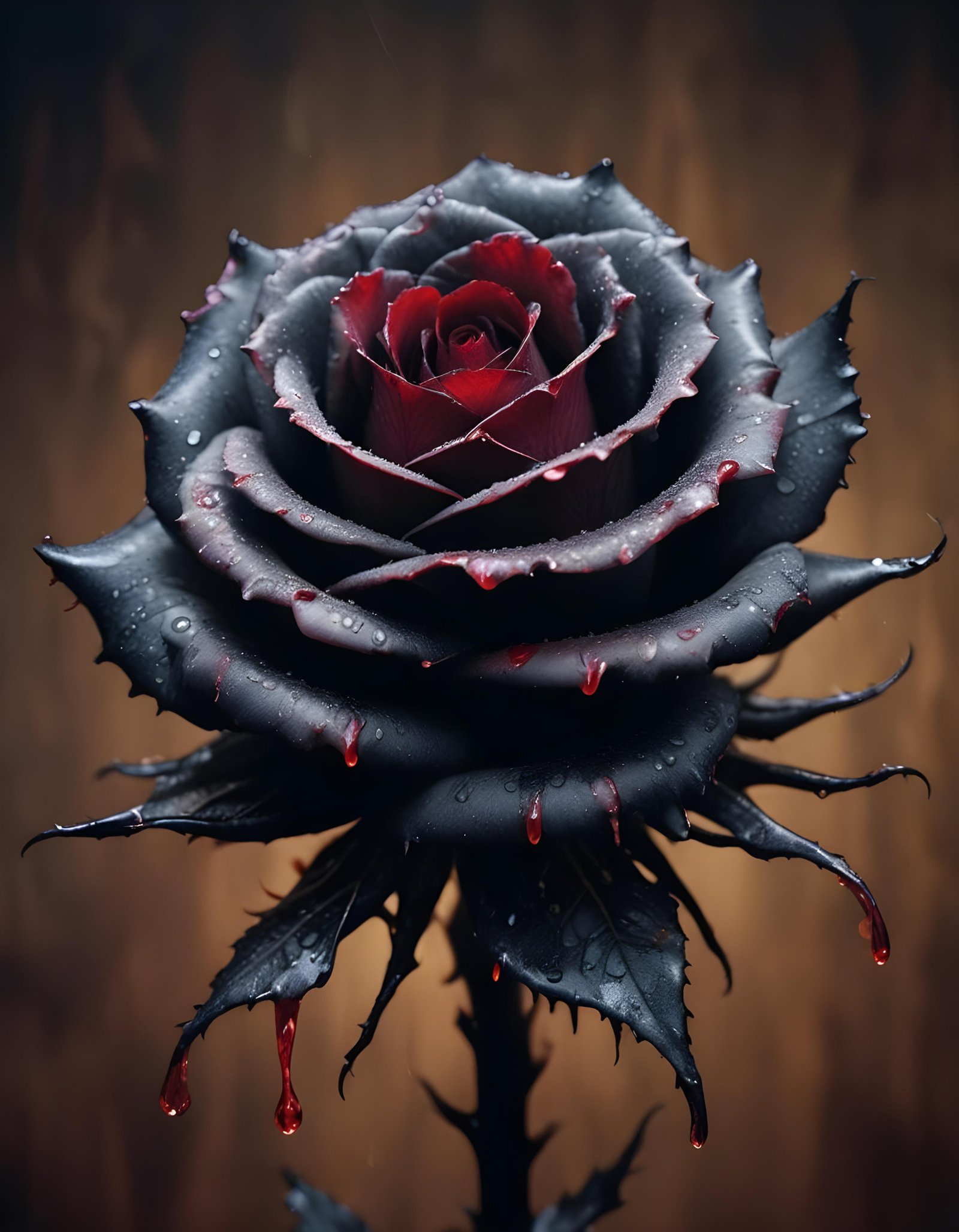 Dark Romantic Rose Flower Artwork with Dramatic Lighting and Moody Background