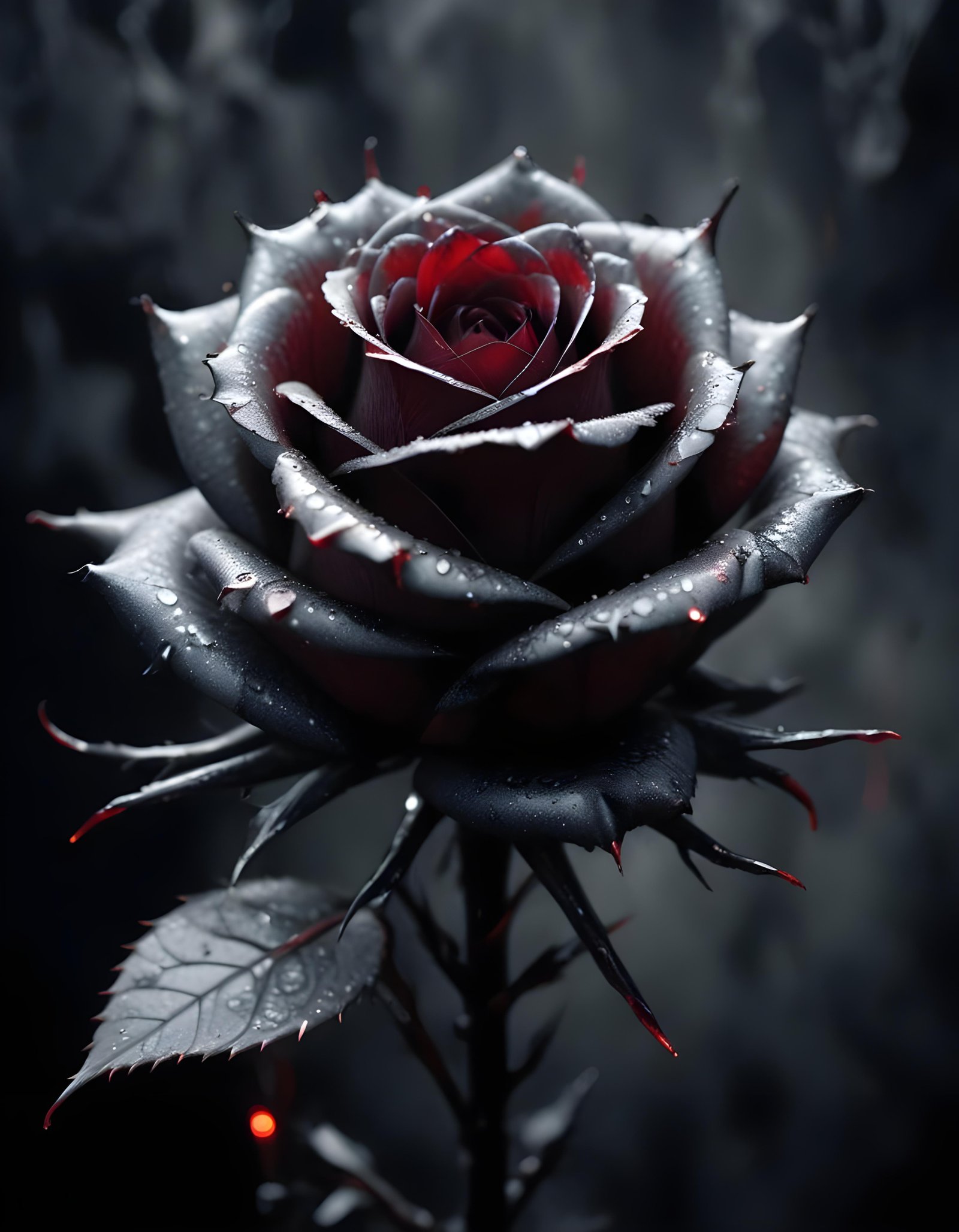 Dark Romantic Rose Flower Artwork with Dramatic Lighting and Moody Background