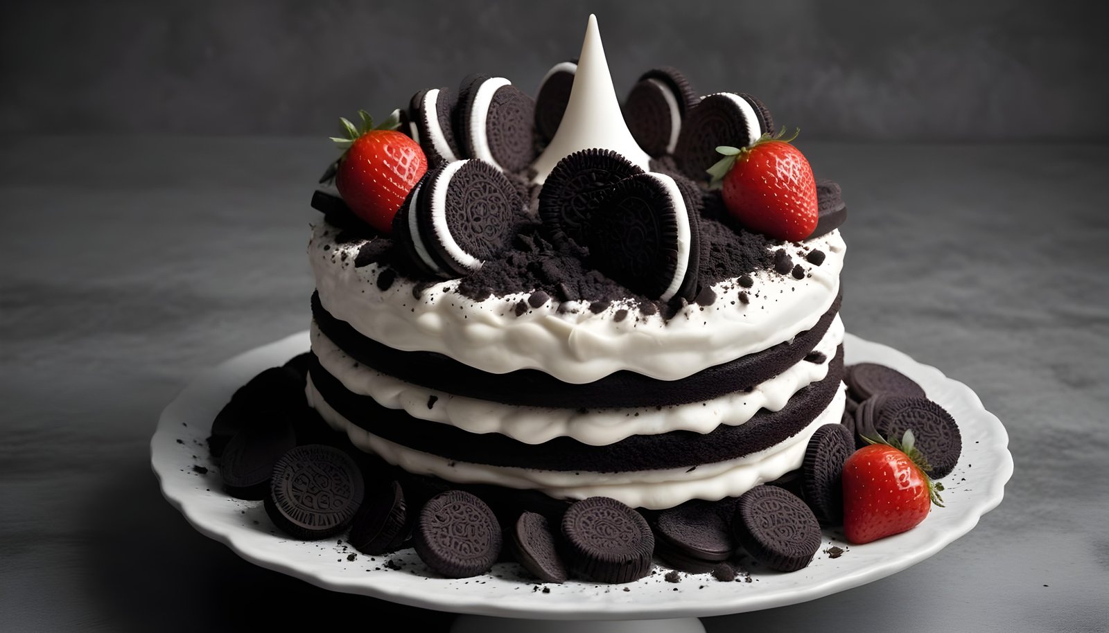 Delicious Strawberry Cream Cake Dessert Isolated on Elegant Background