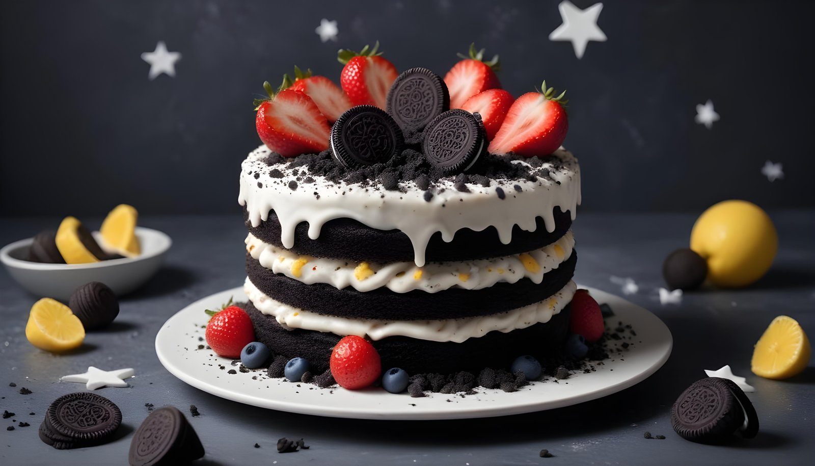 Delicious Strawberry Cream Cake Dessert Isolated on Elegant Background
