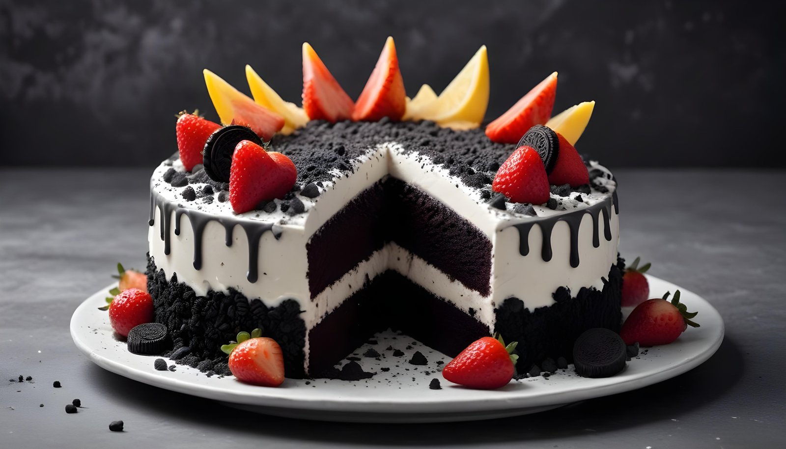 Delicious Strawberry Cream Cake Dessert Isolated on Elegant Background