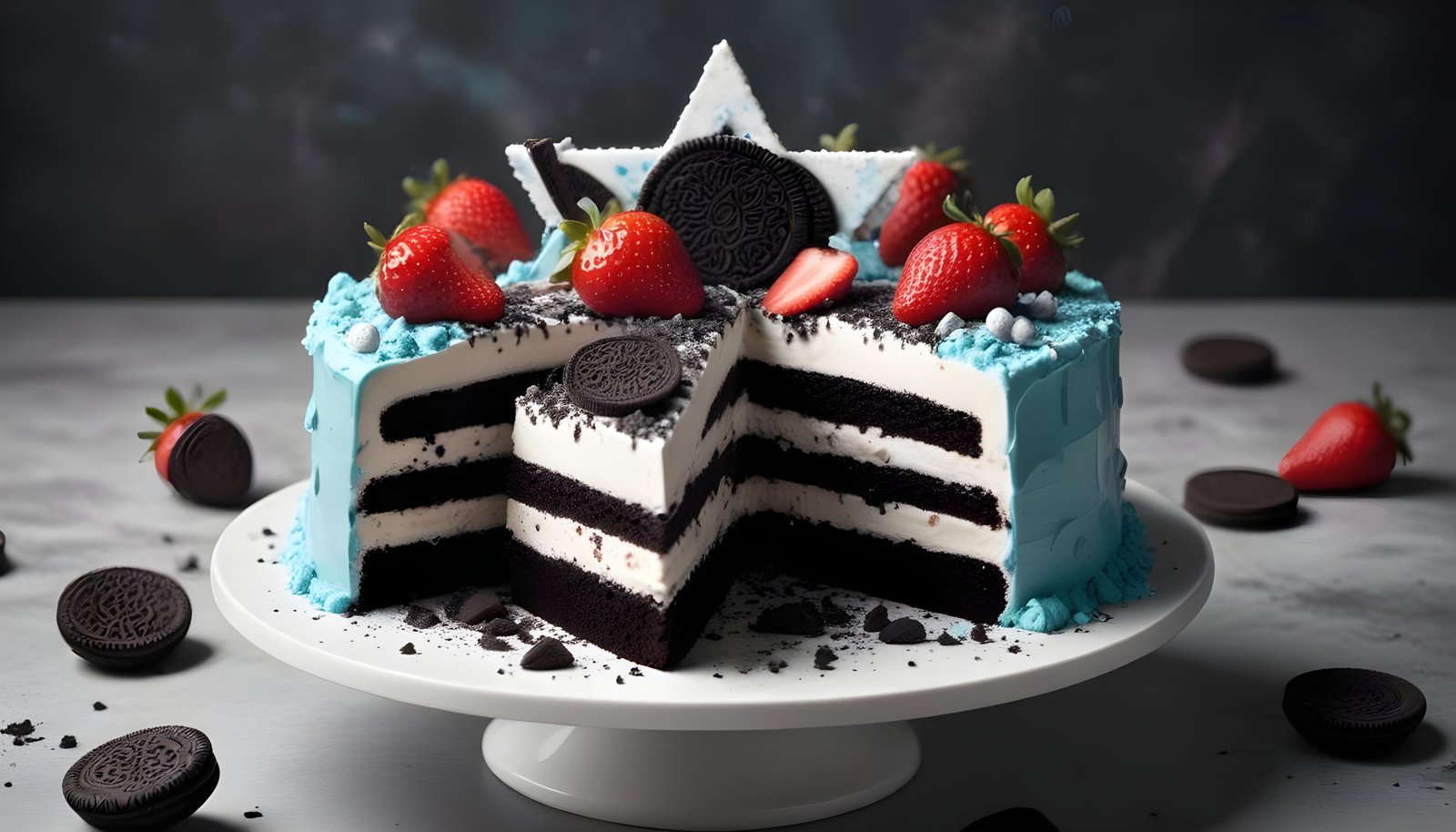 Delicious Strawberry Cream Cake Dessert Isolated on Elegant Background