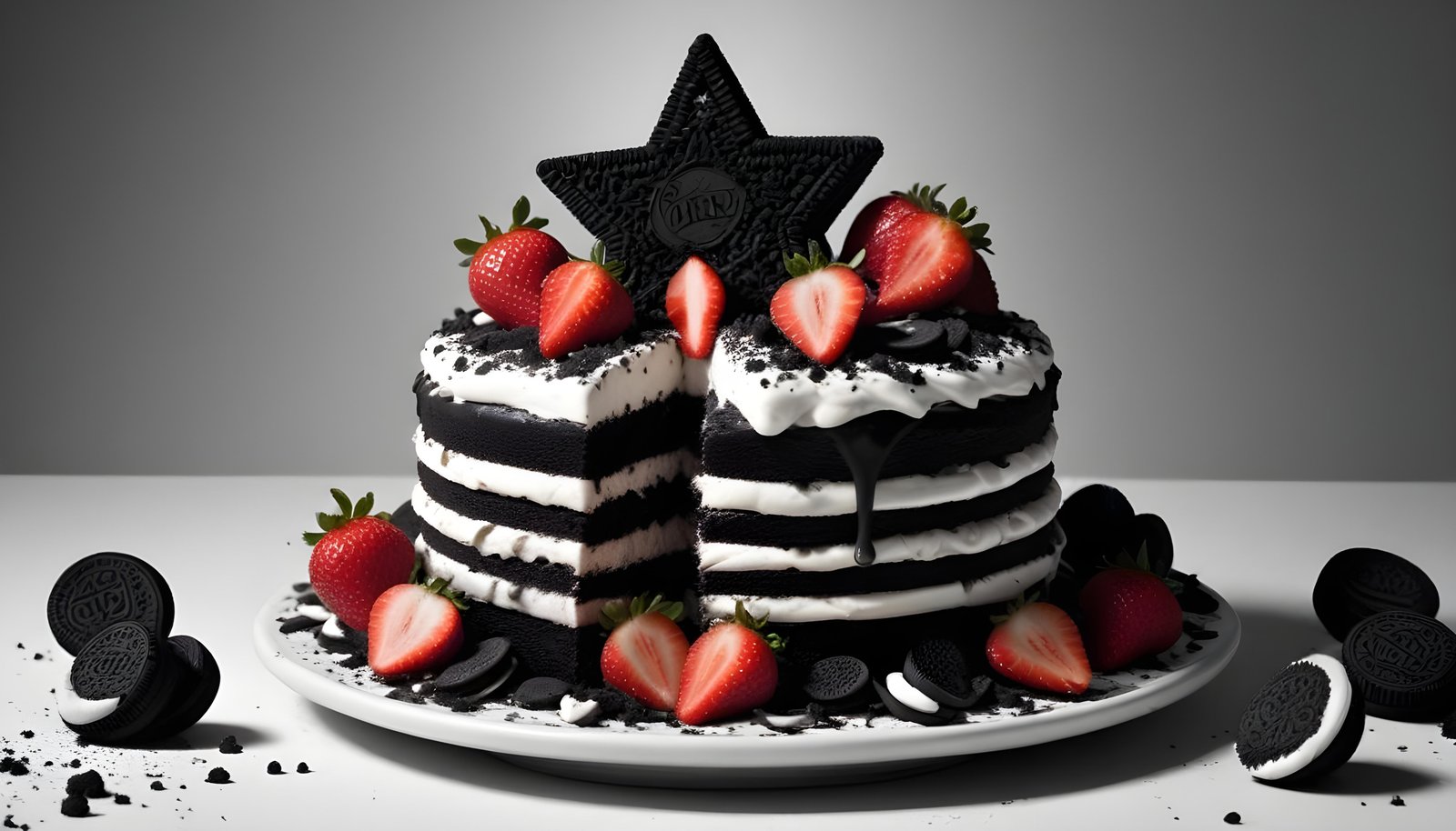 Delicious Strawberry Cream Cake Dessert Isolated on Elegant Background