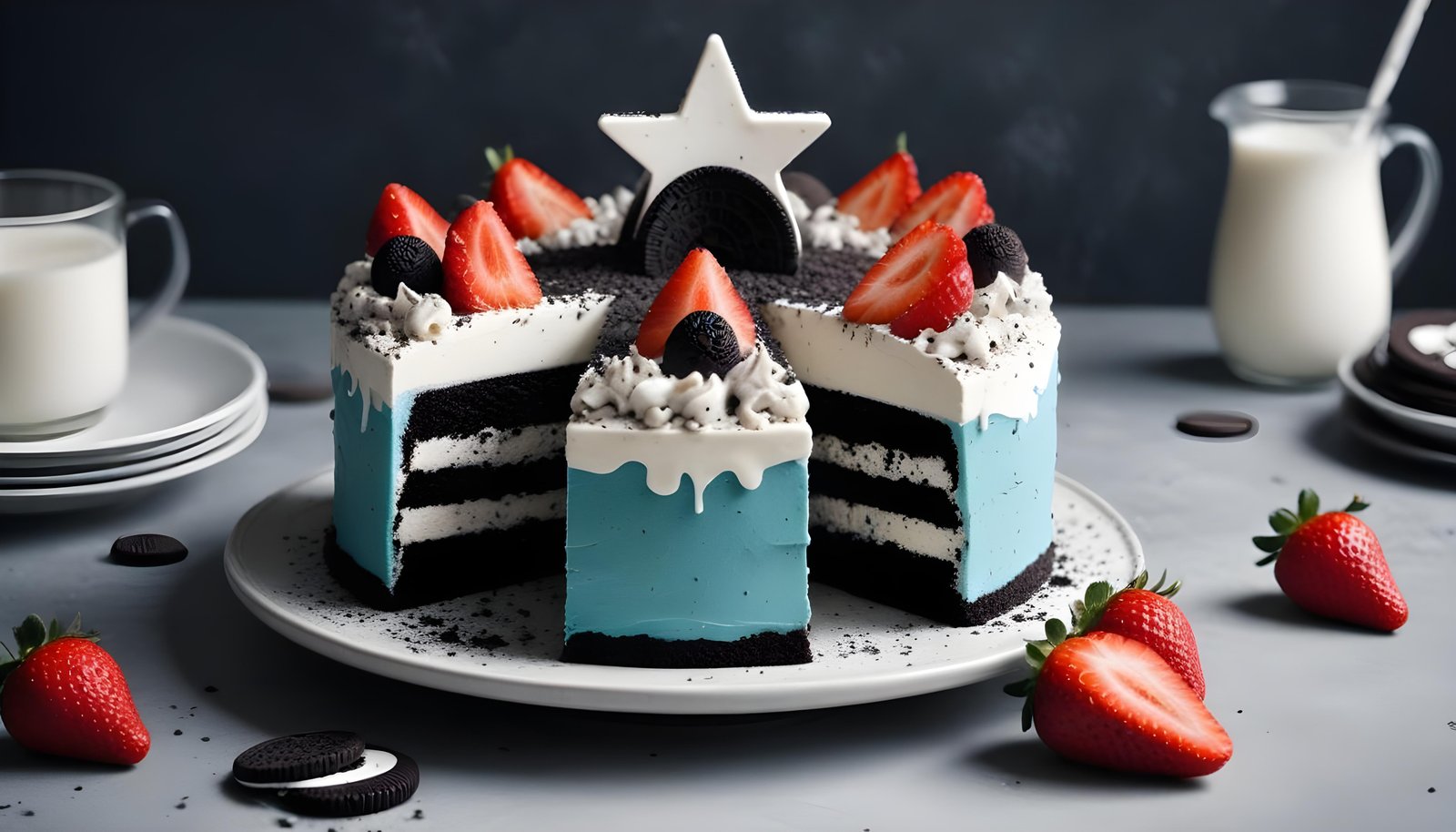 Delicious Strawberry Cream Cake Dessert Isolated on Elegant Background