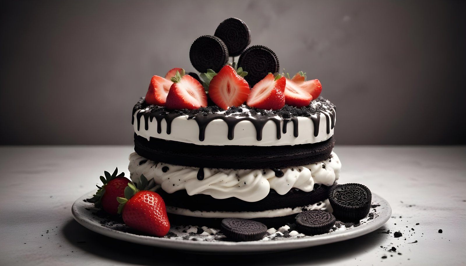 Delicious Strawberry Cream Cake Dessert Isolated on Elegant Background