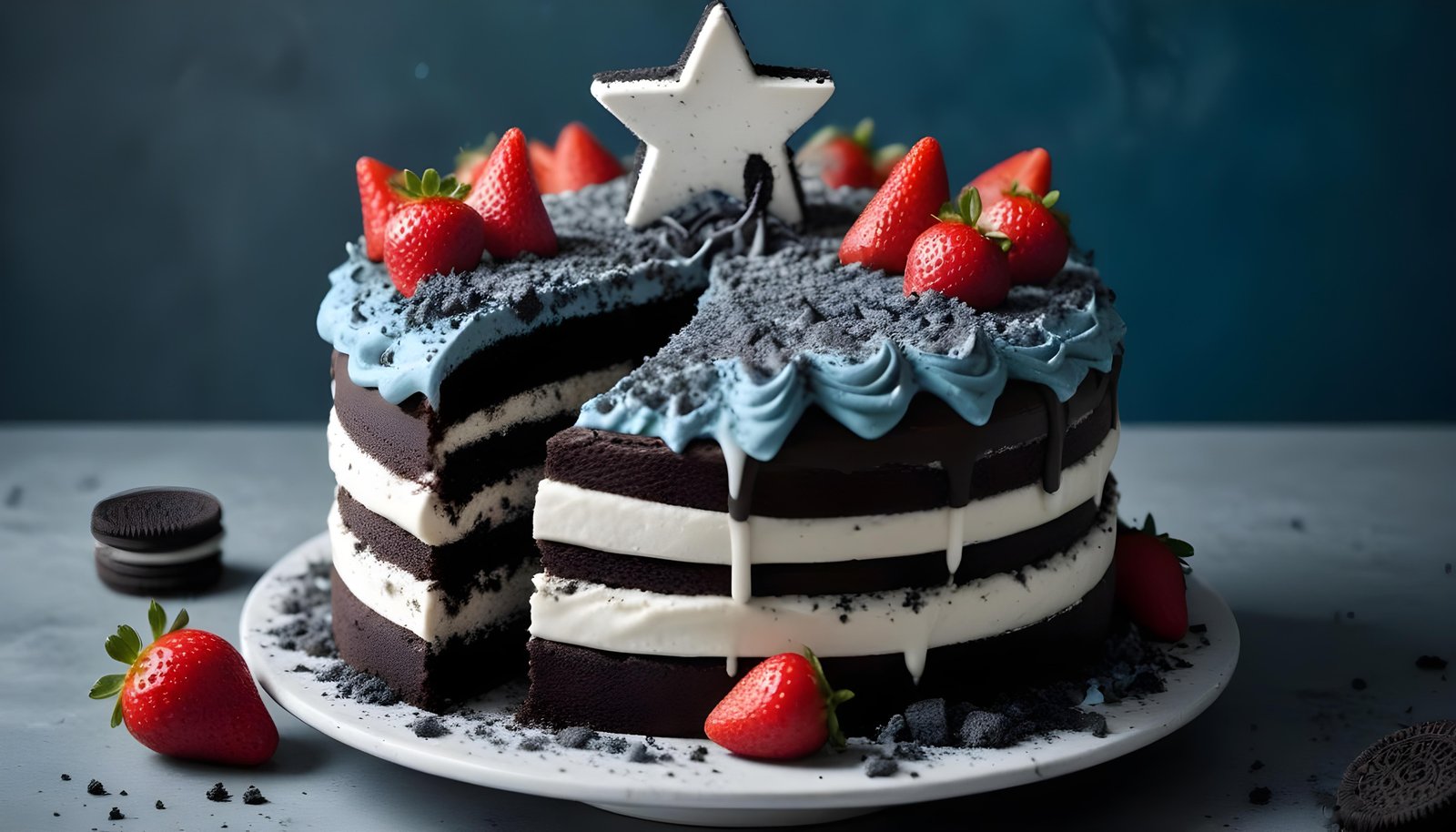 Delicious Strawberry Cream Cake Dessert Isolated on Elegant Background