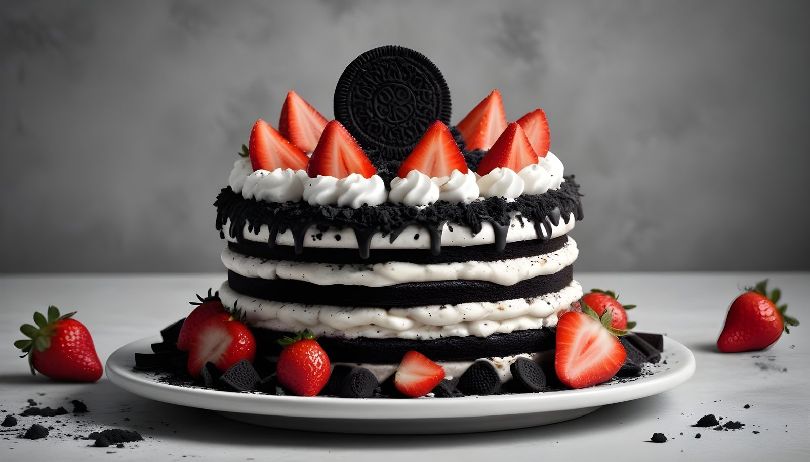 Delicious Strawberry Cream Cake Dessert Isolated on Elegant Background