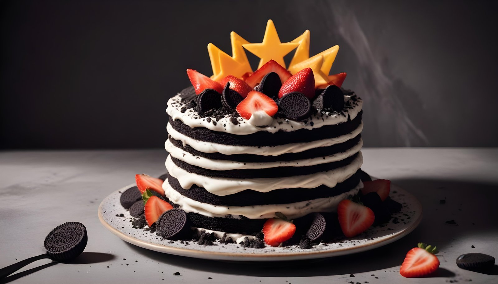 Delicious Strawberry Cream Cake Dessert Isolated on Elegant Background