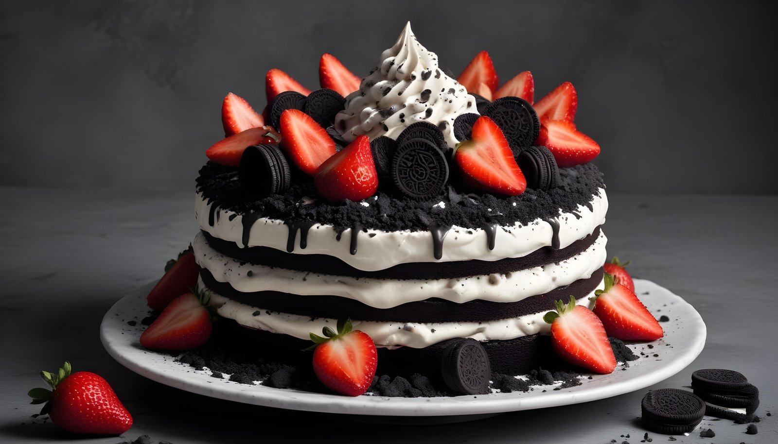 Delicious Strawberry Cream Cake Dessert Isolated on Elegant Background