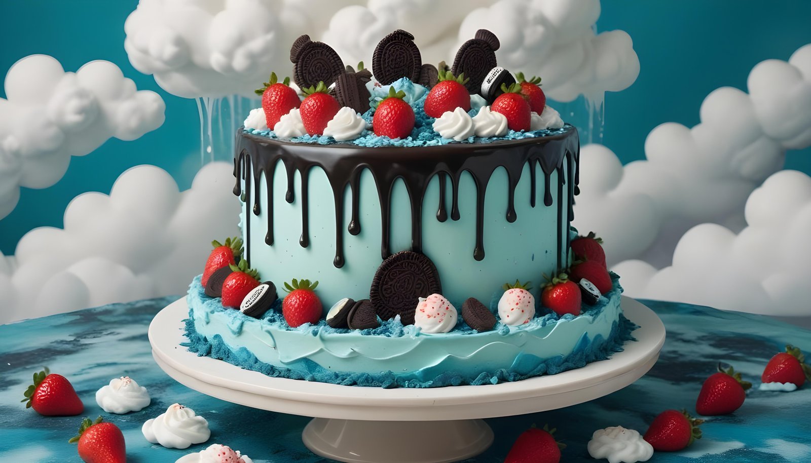 Delicious Strawberry Cream Cake Dessert Isolated on Elegant Background
