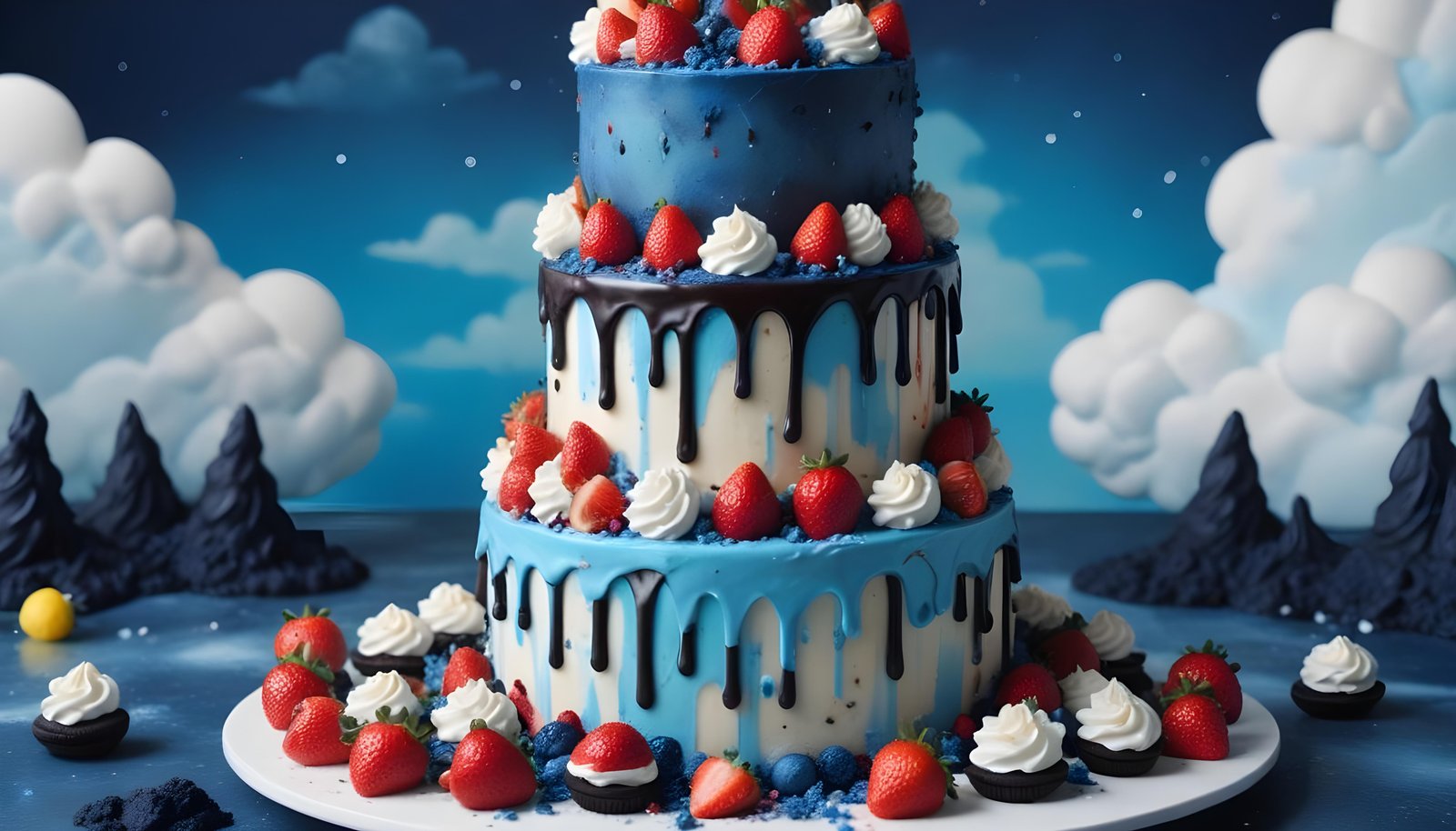 Delicious Strawberry Cream Cake Dessert Isolated on Elegant Background