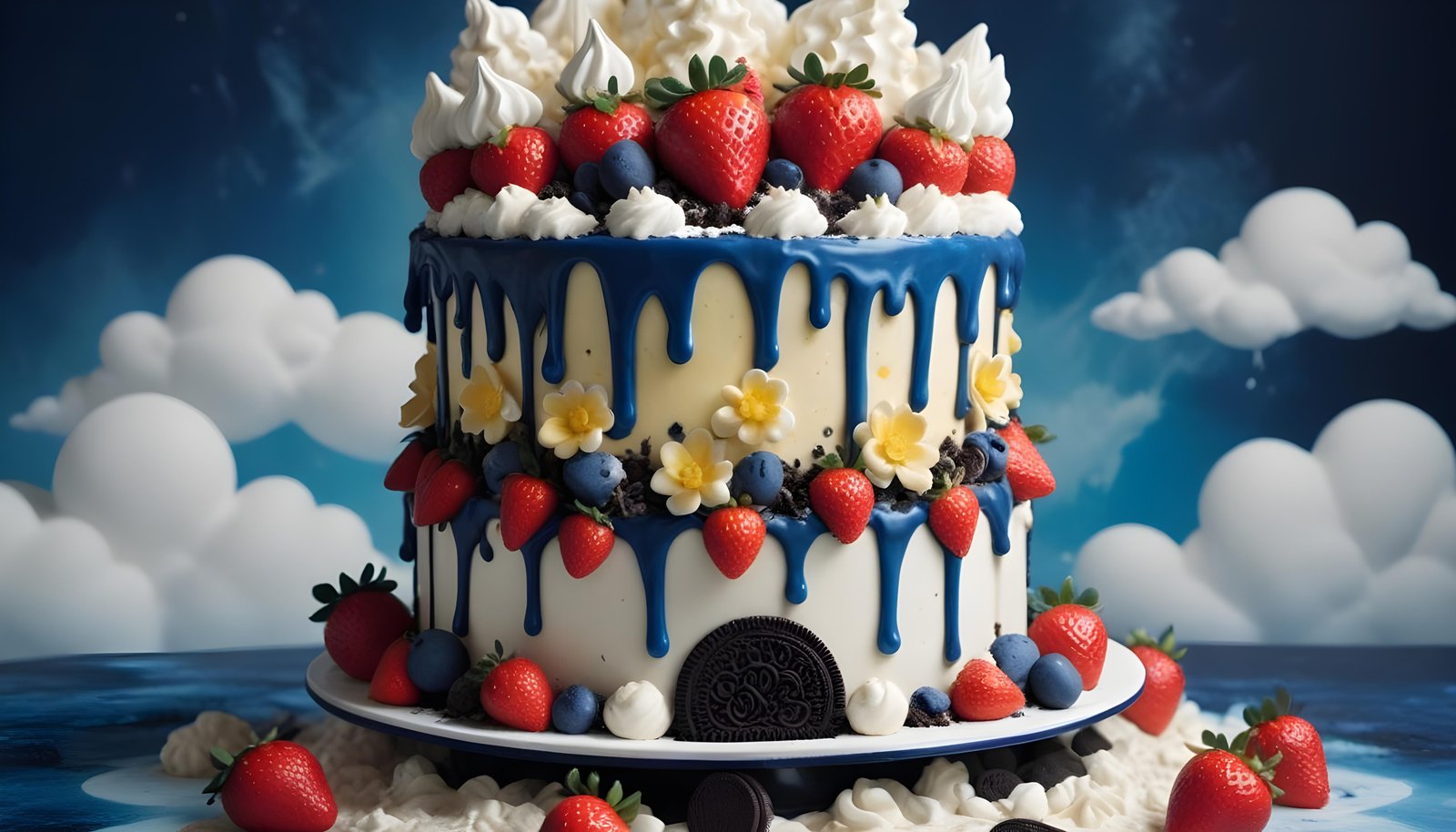 Delicious Strawberry Cream Cake Dessert Isolated on Elegant Background