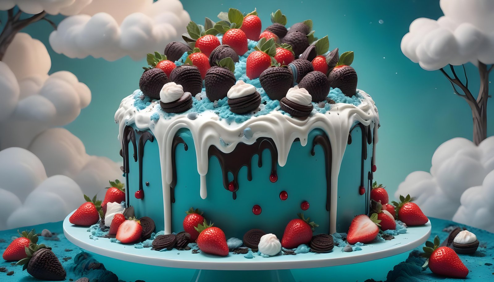 Delicious Strawberry Cream Cake Dessert Isolated on Elegant Background