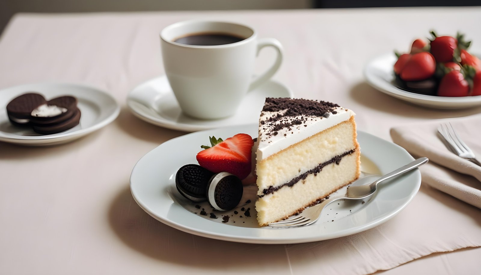 Delicious Strawberry Cream Cake Dessert Isolated on Elegant Background