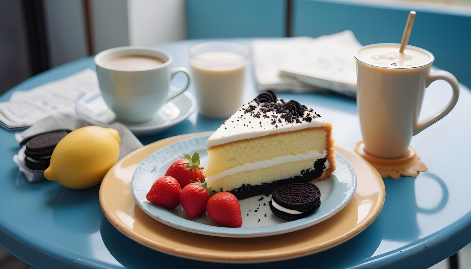 Delicious Strawberry Cream Cake Dessert Isolated on Elegant Background