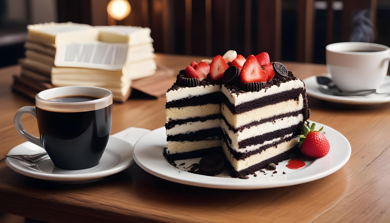 Delicious Strawberry Cream Cake Dessert Isolated on Elegant Background