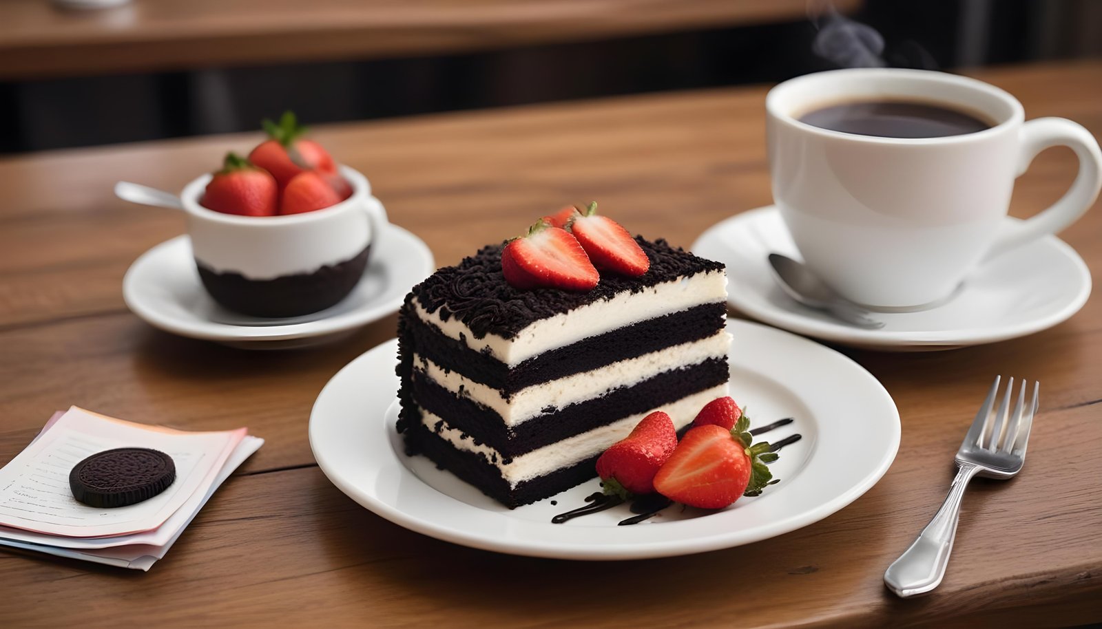 Delicious Strawberry Cream Cake Dessert Isolated on Elegant Background