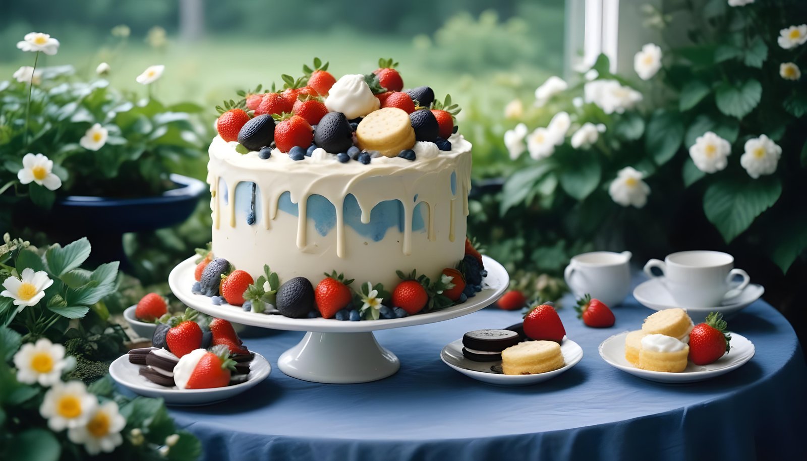 Delicious Strawberry Cream Cake Dessert Isolated on Elegant Background