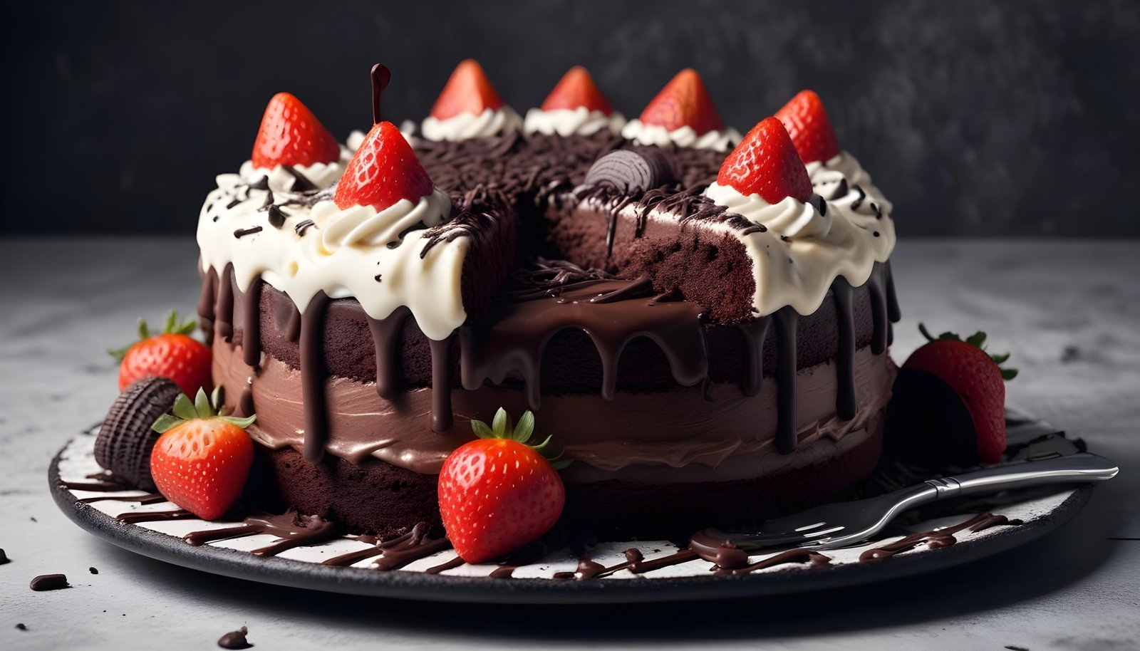 Delicious Strawberry Cream Cake Dessert Isolated on Elegant Background