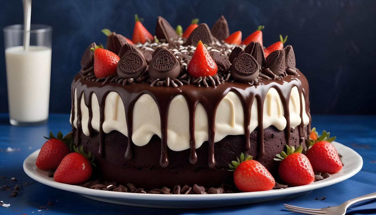 Delicious Strawberry Cream Cake Dessert Isolated on Elegant Background