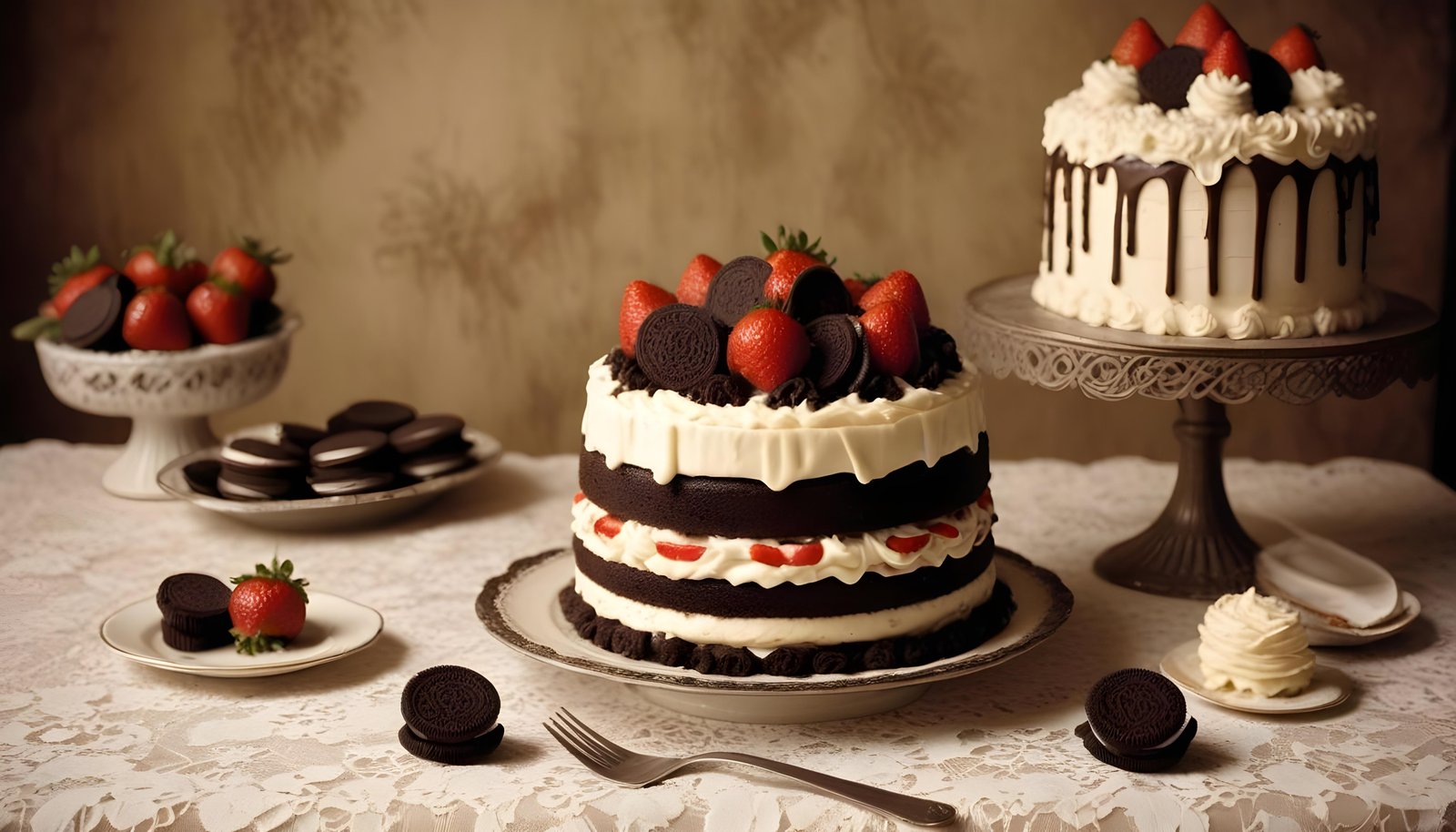 Delicious Strawberry Cream Cake Dessert Isolated on Elegant Background