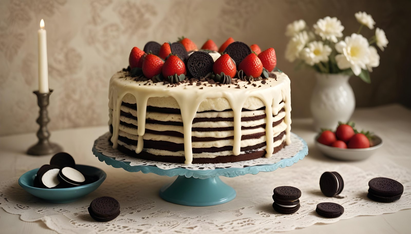 Delicious Strawberry Cream Cake Dessert Isolated on Elegant Background