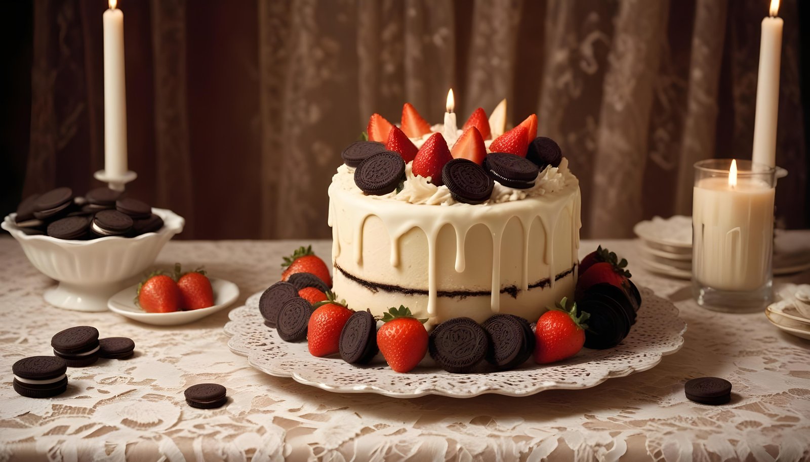 Delicious Strawberry Cream Cake Dessert Isolated on Elegant Background