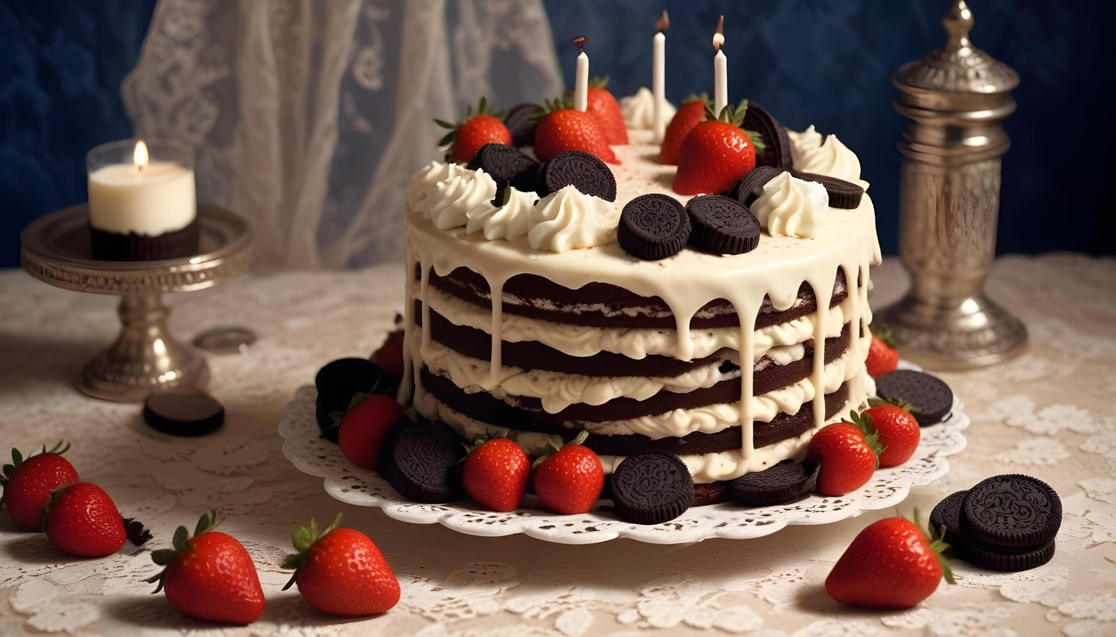 Delicious Strawberry Cream Cake Dessert Isolated on Elegant Background
