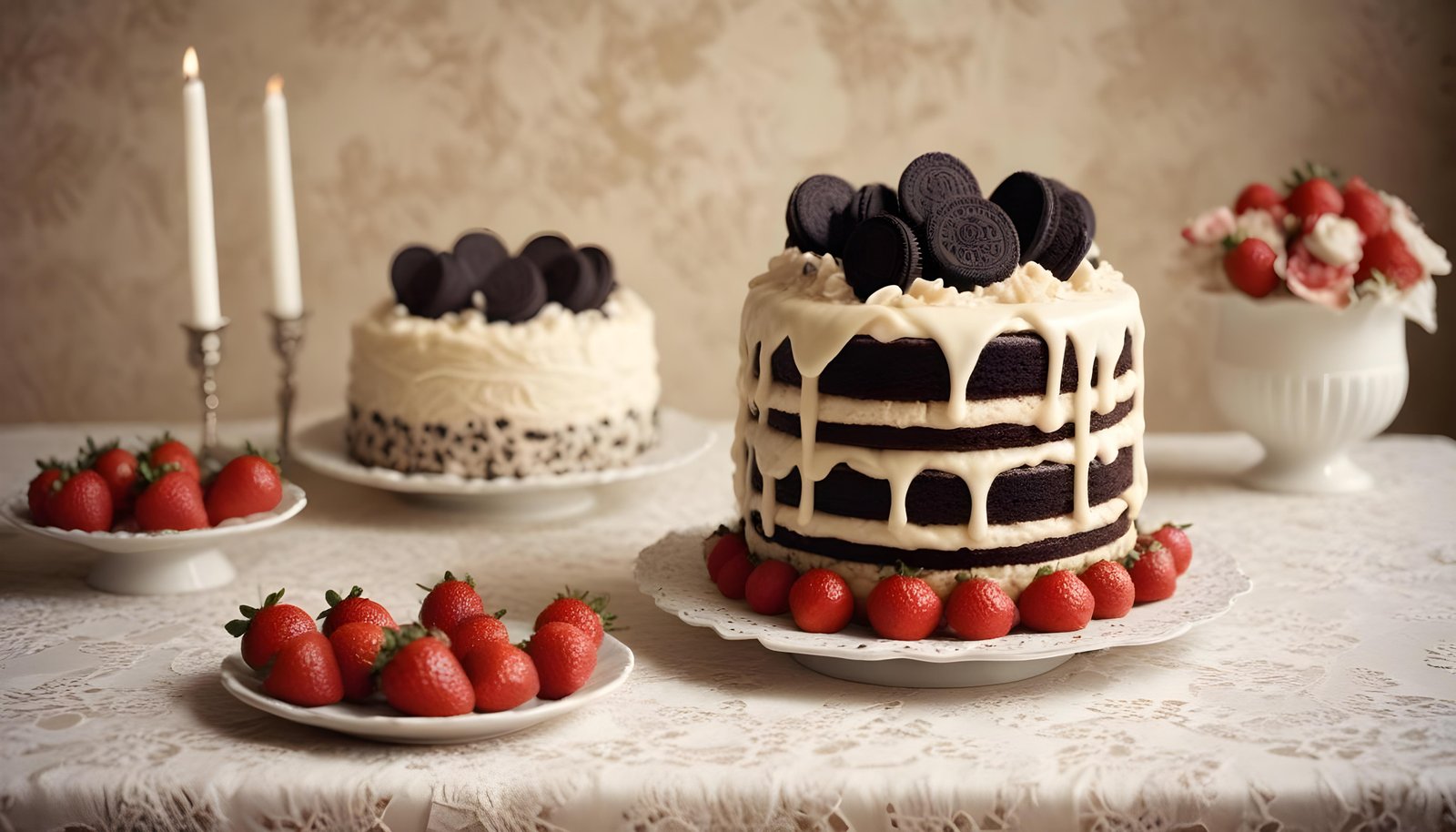 Delicious Strawberry Cream Cake Dessert Isolated on Elegant Background