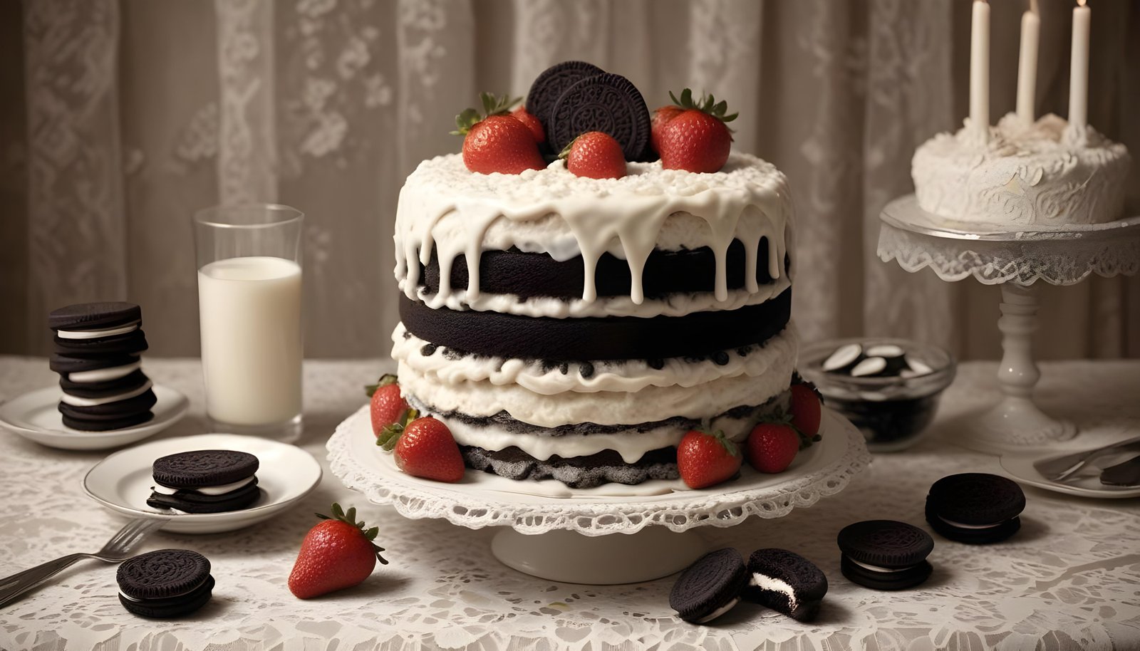 Delicious Strawberry Cream Cake Dessert Isolated on Elegant Background
