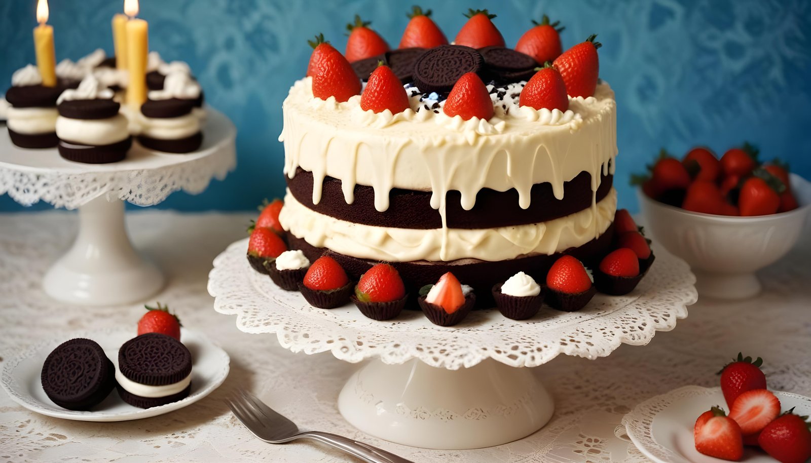Delicious Strawberry Cream Cake Dessert Isolated on Elegant Background