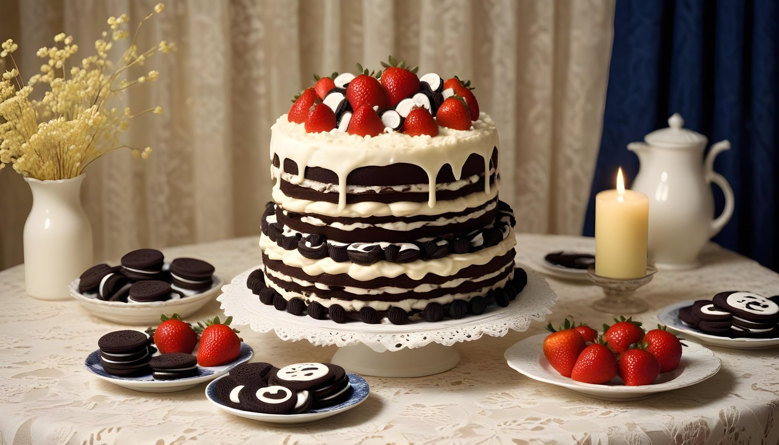 Delicious Strawberry Cream Cake Dessert Isolated on Elegant Background