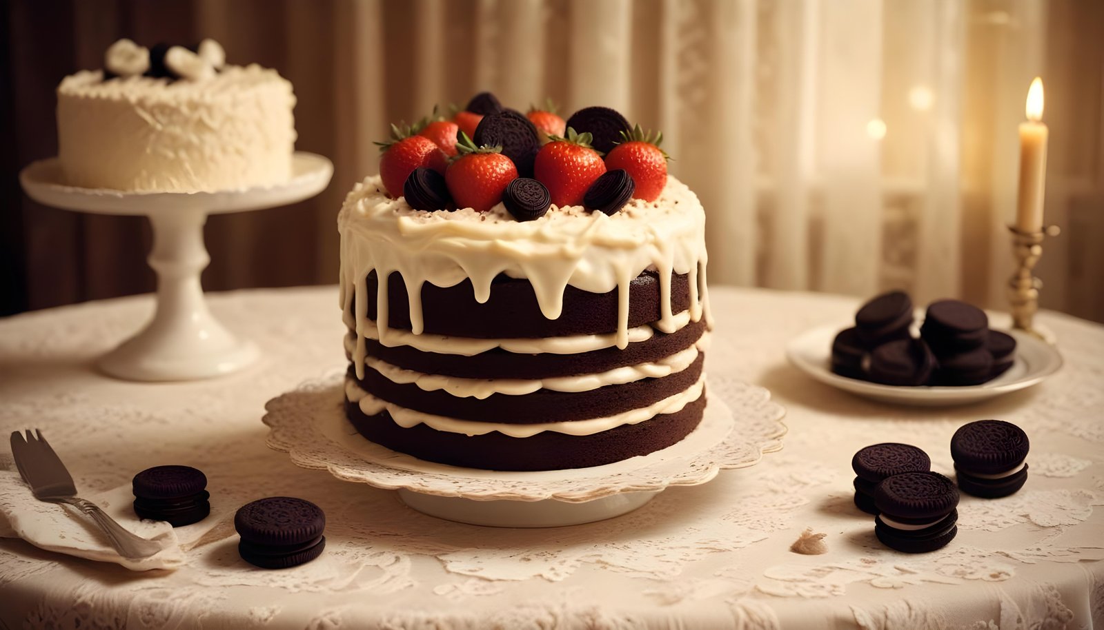 Delicious Strawberry Cream Cake Dessert Isolated on Elegant Background