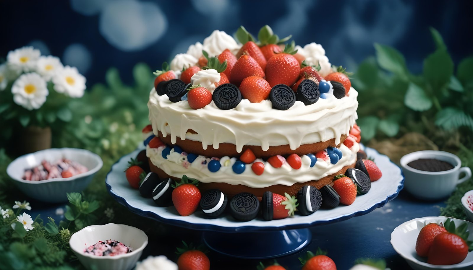 Delicious Strawberry Cream Cake Dessert Isolated on Elegant Background